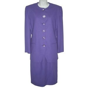 Vintage 80s Benard Holtzman Harve Benard Suit Purple Wool Business Work Witchy